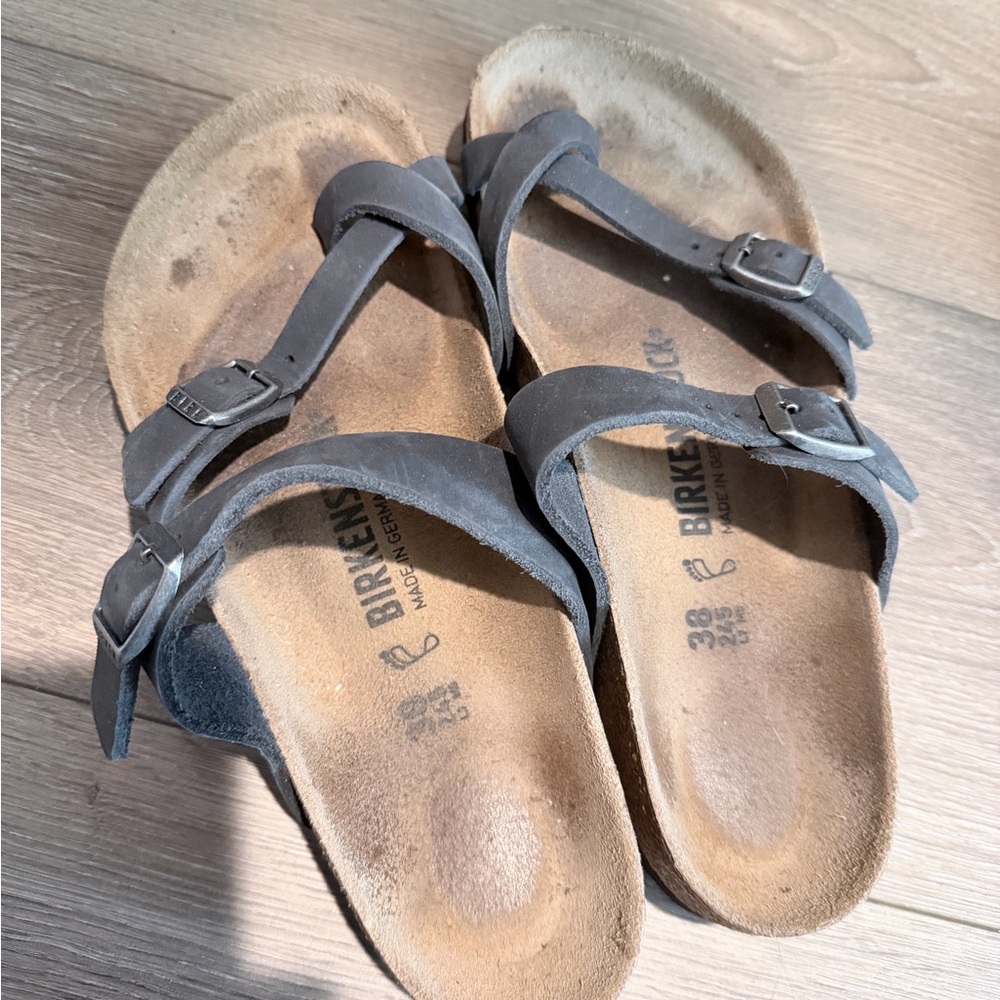 Birkenstock Mayari Black Two-Buckle Leather Sandals - Picture 2 of 4